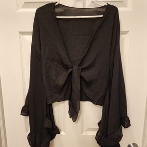 Black Front Tie Crop Top